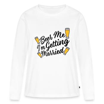 Beer Me Me marier - T-shirt manches longues Premium bio Femme - blanc - Devant - Julia (174cm)