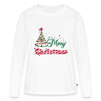Poussière d’étoiles de Noël - T-shirt manches longues Premium bio Femme - blanc - Devant - Julia (174cm)