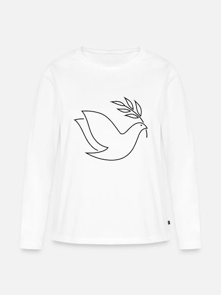 Friedenstaube schwarz - Frauen Premium Bio Langarmshirt - Weiß