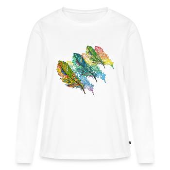 Feder - Frauen Premium Bio Langarmshirt - Weiß - Vorne - Julia (174cm)