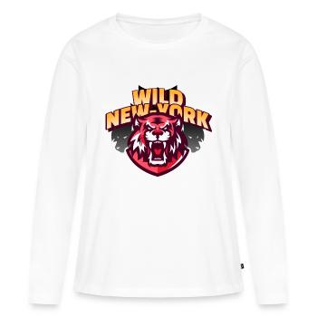 Wild New York Tiger - T-shirt manches longues Premium bio Femme - blanc - Devant - Julia (174cm)