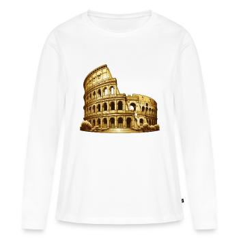 Colisée - T-shirt manches longues Premium bio Femme - blanc - Devant - Julia (174cm)