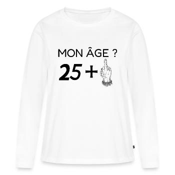 mon âge 26 - T-shirt manches longues Premium bio Femme - blanc - Devant - Julia (174cm)