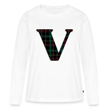 Monogramm gegen schottischen Tartan - Frauen Premium Bio Langarmshirt - Weiß - Vorne - Julia (174cm)