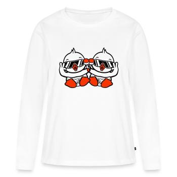 2 oiseaux bébé enfant hochet couche lunettes de soleil paix - T-shirt manches longues Premium bio Femme - blanc - Devant - Julia (174cm)