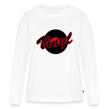 Vinyl mit Platte - Frauen Premium Bio Langarmshirt - Weiß - Vorne - Julia (174cm)