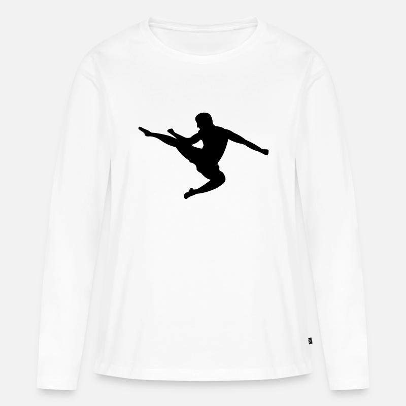 karate - Frauen Premium Bio Langarmshirt - Weiß