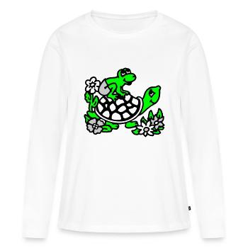 frogg & turtle / frosch & schildkroete - Frauen Premium Bio Langarmshirt - Weiß - Vorne - Julia (174cm)