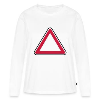 panneau attention - T-shirt manches longues Premium bio Femme - blanc - Devant - Julia (174cm)