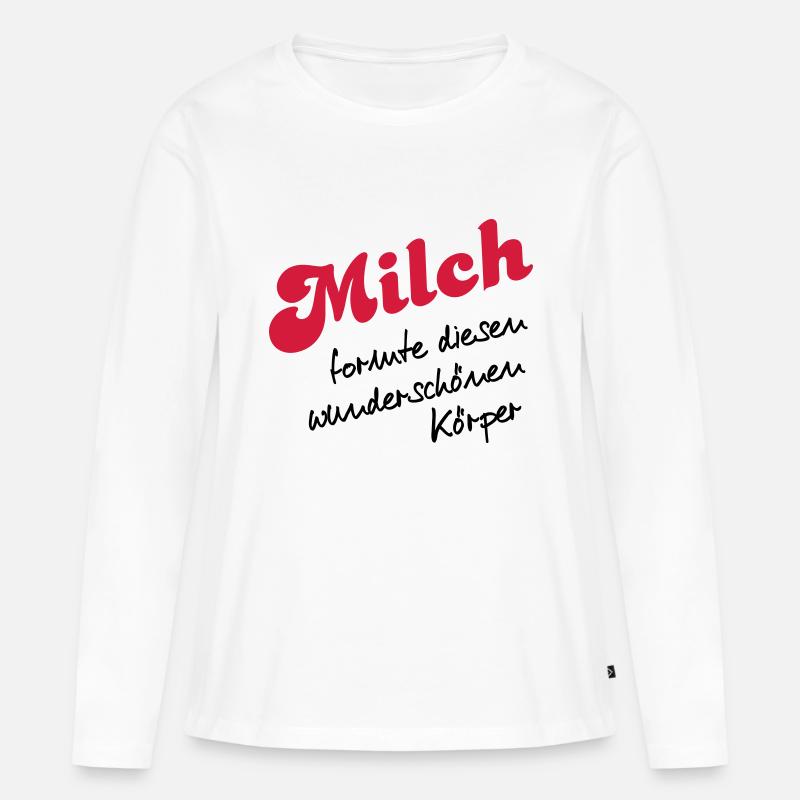 Milch - Frauen Premium Bio Langarmshirt - Weiß