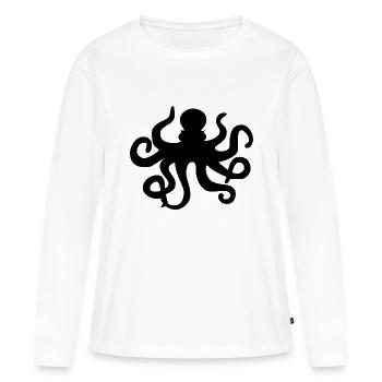 Krake / Tintenfisch / Calamari / Oktopus Tentakel - Frauen Premium Bio Langarmshirt - Weiß - Vorne - Julia (174cm)