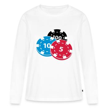 Les jetons de poker - T-shirt manches longues Premium bio Femme - blanc - Devant - Julia (174cm)