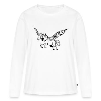 Pégase - T-shirt manches longues Premium bio Femme - blanc - Devant - Julia (174cm)