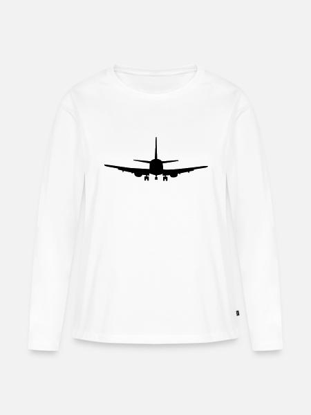 Flugzeug - Frauen Premium Bio Langarmshirt - Weiß