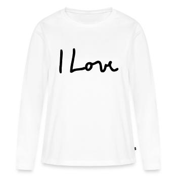 i love - Women's Premium Organic Long Sleeve Shirt - white - Front - Julia (174cm)