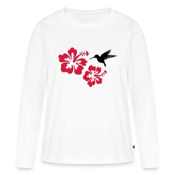 fleurs tropicales hibiscus forêt tropicale humide - T-shirt manches longues Premium bio Femme - blanc - Devant - Julia (174cm)
