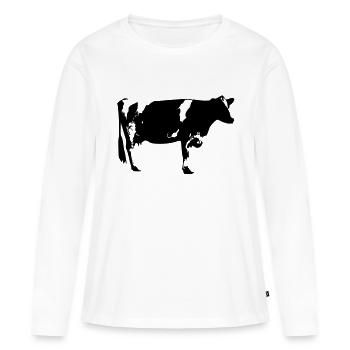 Vache - T-shirt manches longues Premium bio Femme - blanc - Devant - Julia (174cm)