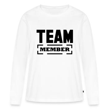 team member - T-shirt manches longues Premium bio Femme - blanc - Devant - Julia (174cm)