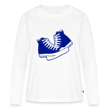 chaussures old school - T-shirt manches longues Premium bio Femme - blanc - Devant - Julia (174cm)
