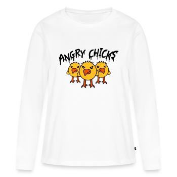 Angry Chicks - T-shirt manches longues Premium bio Femme - blanc - Devant - Julia (174cm)