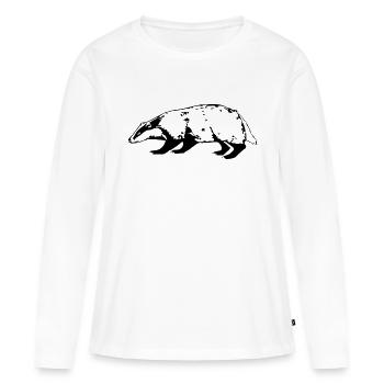 Dachs - Frauen Premium Bio Langarmshirt - Weiß - Vorne - Julia (174cm)