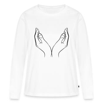 Hände Schale - Frauen Premium Bio Langarmshirt - Weiß - Vorne - Julia (174cm)
