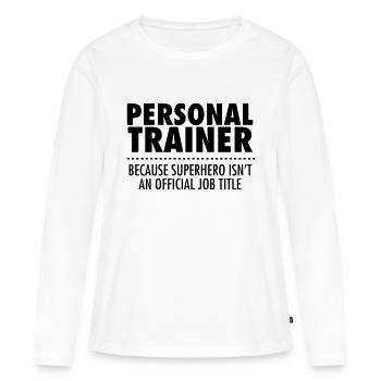 Personal Trainer- Superhero - T-shirt manches longues Premium bio Femme - blanc - Devant - Julia (174cm)