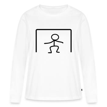 Strichmännchen Tor - Frauen Premium Bio Langarmshirt - Weiß - Vorne - Julia (174cm)