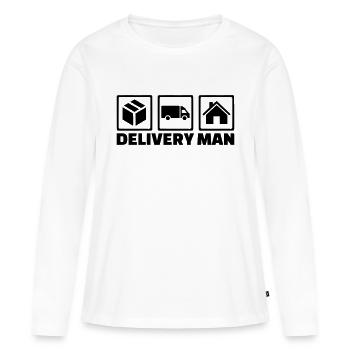 Delivery man - T-shirt manches longues Premium bio Femme - blanc - Devant - Julia (174cm)