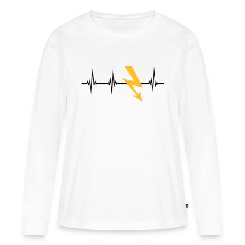 strom puls herzschlag frequenz elektrisch blitz en - Frauen Premium Bio Langarmshirt - Weiß - Vorne - Julia (174cm)