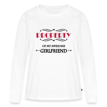 Property of my awesome girlfriend - Women's Premium Organic Long Sleeve Shirt - white - Front - Julia (174cm)