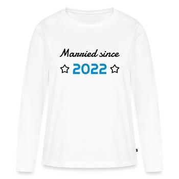 2022 - Birthday Wedding - Marriage - Love - Wife - T-shirt manches longues Premium bio Femme - blanc - Devant - Julia (174cm)