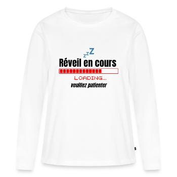 Réveil en cours, veuillez patientez - T-shirt manches longues Premium bio Femme - blanc - Devant - Julia (174cm)
