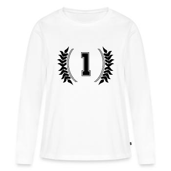 numéro 1 - T-shirt manches longues Premium bio Femme - blanc - Devant - Julia (174cm)