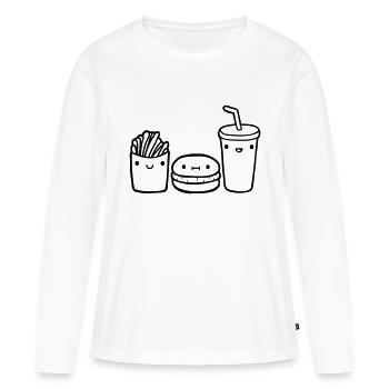 Équipe Fast Food - T-shirt manches longues Premium bio Femme - blanc - Devant - Julia (174cm)