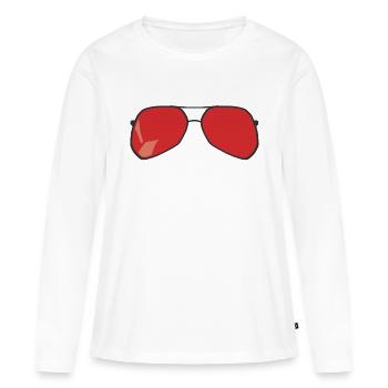Sonnenbrille - Frauen Premium Bio Langarmshirt - Weiß - Vorne - Julia (174cm)