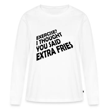 Exercice Extra Fries Citation - T-shirt manches longues Premium bio Femme - blanc - Devant - Julia (174cm)