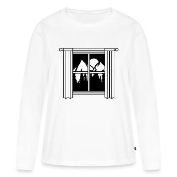Rideau Lune Montagnes Fenêtre - T-shirt manches longues Premium bio Femme - blanc - Devant - Julia (174cm)