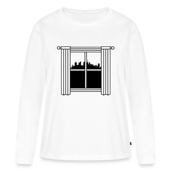 Rideau de fenêtre de grande ville de grande hauteur - T-shirt manches longues Premium bio Femme - blanc - Devant - Julia (174cm)