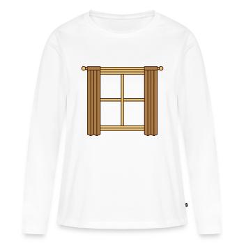 Conception de rideau de fenêtre en bois - T-shirt manches longues Premium bio Femme - blanc - Devant - Julia (174cm)