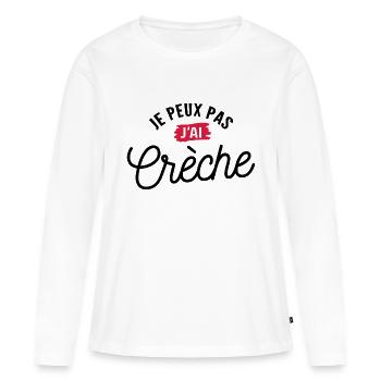 Je peux pas j'ai crèche - T-shirt manches longues Premium bio Femme - blanc - Devant - Julia (174cm)