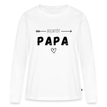 Bientôt papa - T-shirt manches longues Premium bio Femme - blanc - Devant - Julia (174cm)