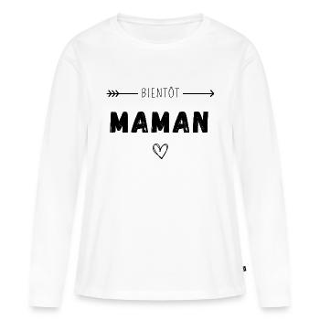 Bientôt maman - T-shirt manches longues Premium bio Femme - blanc - Devant - Julia (174cm)