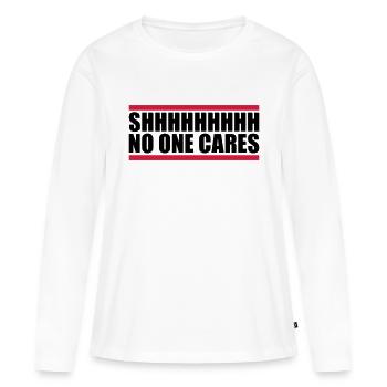chut personne ne s’en soucie - T-shirt manches longues Premium bio Femme - blanc - Devant - Julia (174cm)