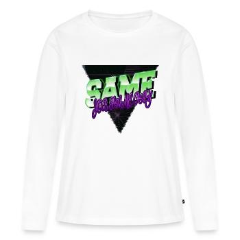 L’idée actuelle de la femme antiraciste interdit nos égaux - T-shirt manches longues Premium bio Femme - blanc - Devant - Julia (174cm)