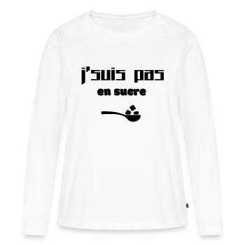 J'suis pas en sucre - T-shirt manches longues Premium bio Femme - blanc - Devant - Julia (174cm)