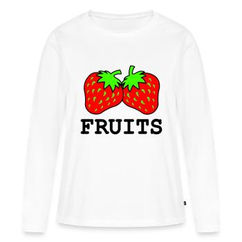 erdbeeren - Frauen Premium Bio Langarmshirt - Weiß - Vorne - Julia (174cm)