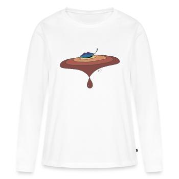 Feuille sur l’eau avec des gouttes - T-shirt manches longues Premium bio Femme - blanc - Devant - Julia (174cm)