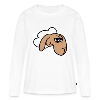 Sheep looks skeptical, critical, suspicious stares - Women's Premium Organic Long Sleeve Shirt - white - Front - Julia (174cm)