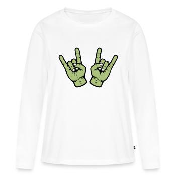 Signe de jupe de main de fête - T-shirt manches longues Premium bio Femme - blanc - Devant - Julia (174cm)